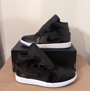 Nike Air Jordan 1 Mid Space Jam Black Patent Concord NBY DV1308-004 Sz 7 No Lid